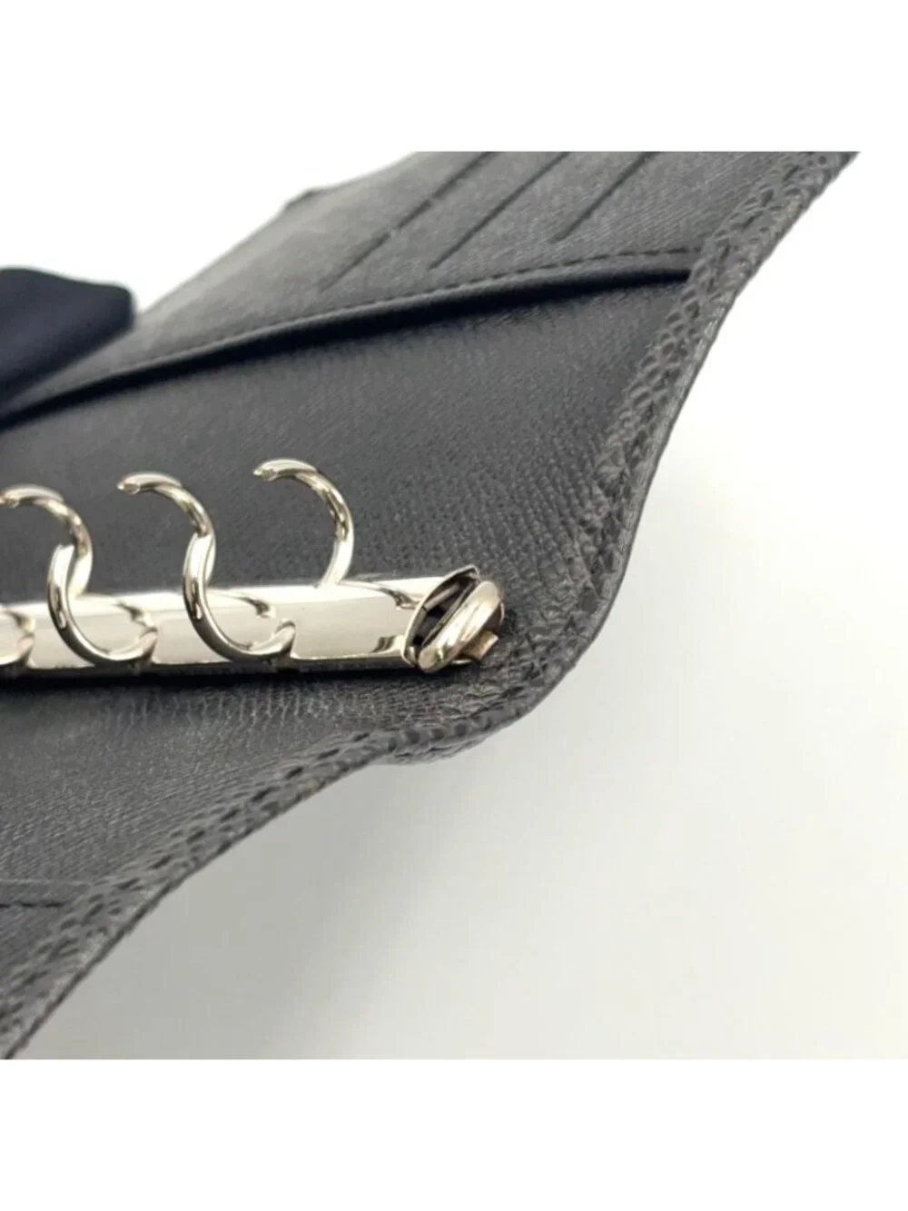 Louis Vuitton Agenda PM Taiga Leather Black Notebook Cover Silver
